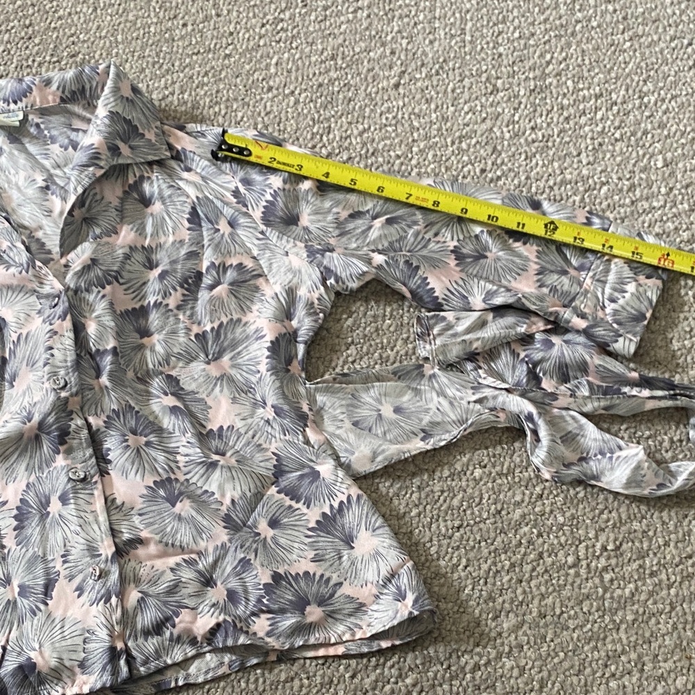 Anthropologie odille Floral Blouse - Pink mint green and Gray size 8 - Picture 5 of 8